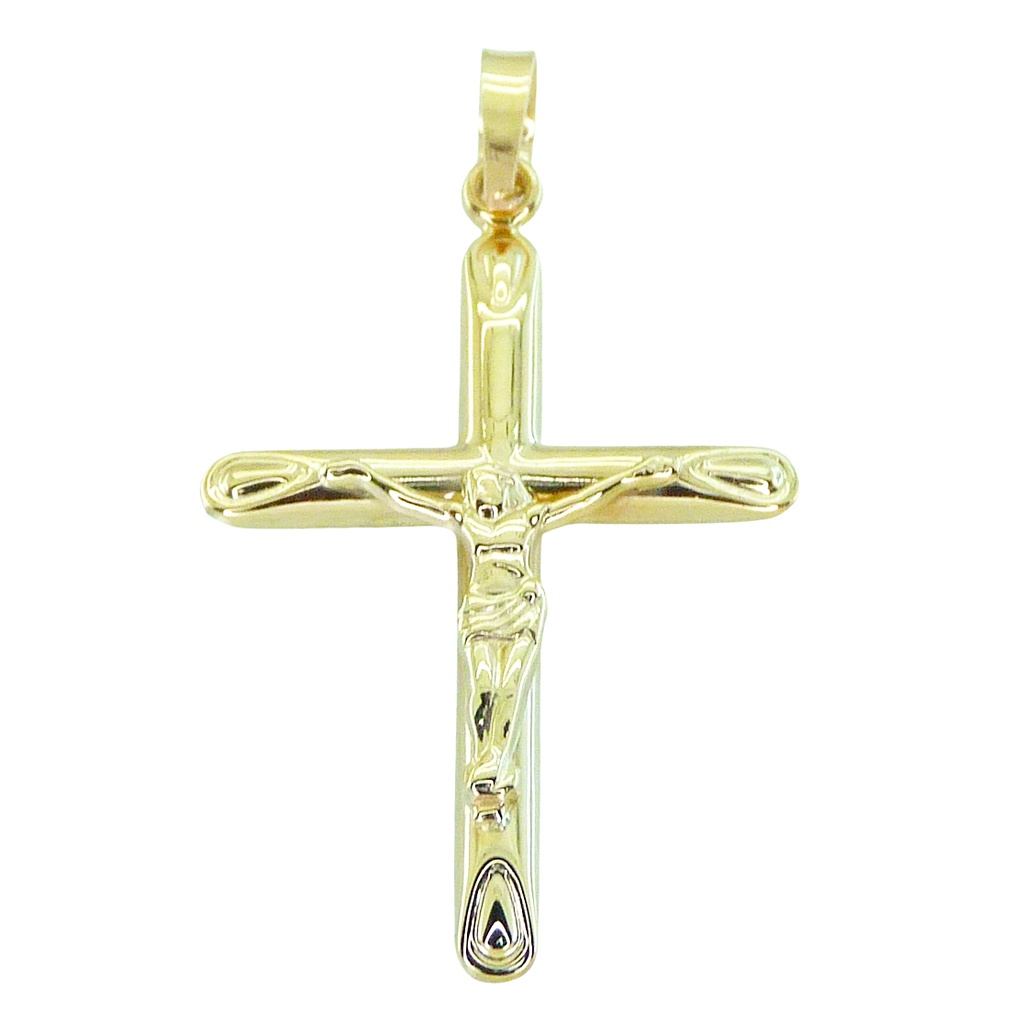 CRUZ LISA CON CRISTO 32*19MM