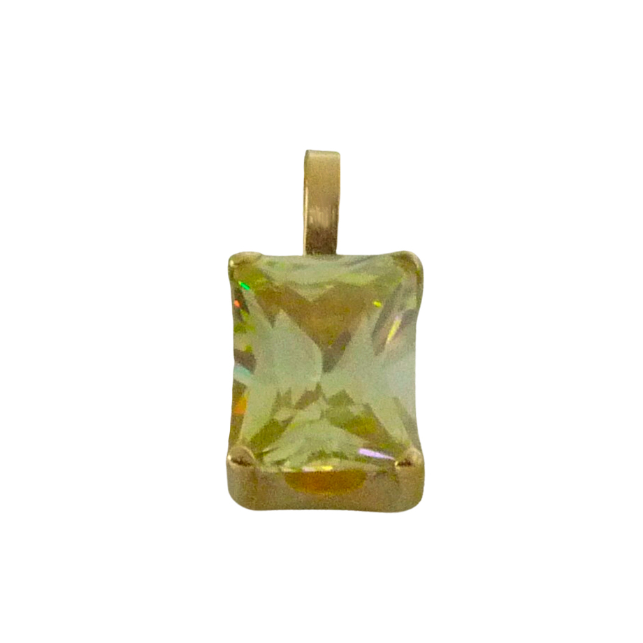 6x4MM BAGUETTE CZ CITRINE COLOR PENDANT.
