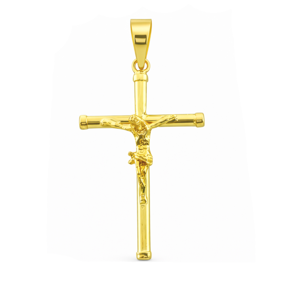 CRUZ TUBO CON CRISTO 25x13x1.5MM CON TAPON