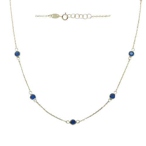 4MM BLUE QUARTZ NECKLACE.45CM.