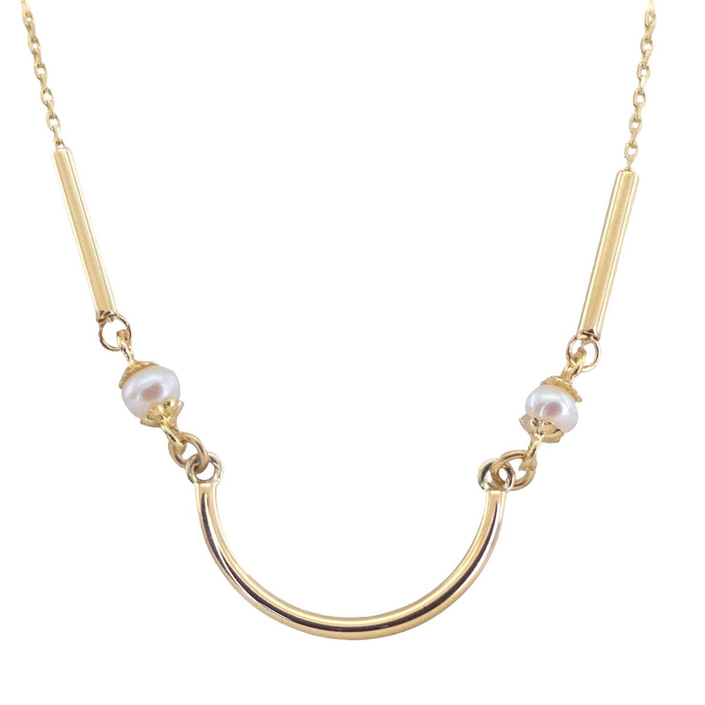 TUBE AND ROUND FRESHWATER PEARLS NECKLACE.