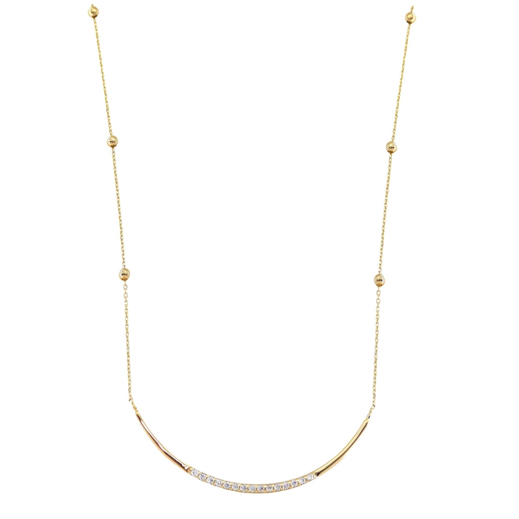 NECKLACE WITH BALLS AND CZ.