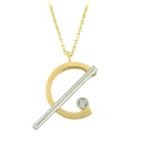 HALF CIRCLE AND CZ NECKLACE.45CM CHAIN.