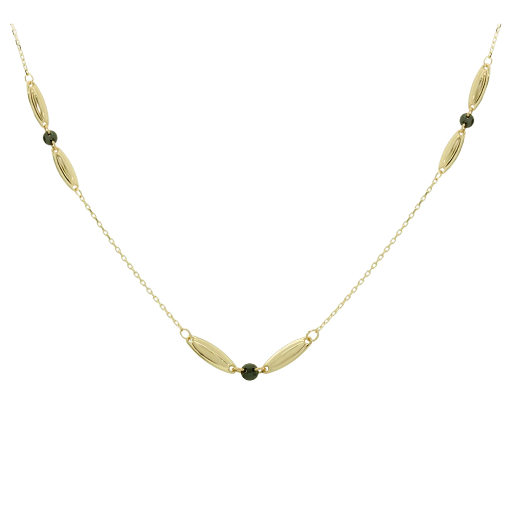 BLACK DISCS AND OVALS NECKLACE.45CM CHAIN.