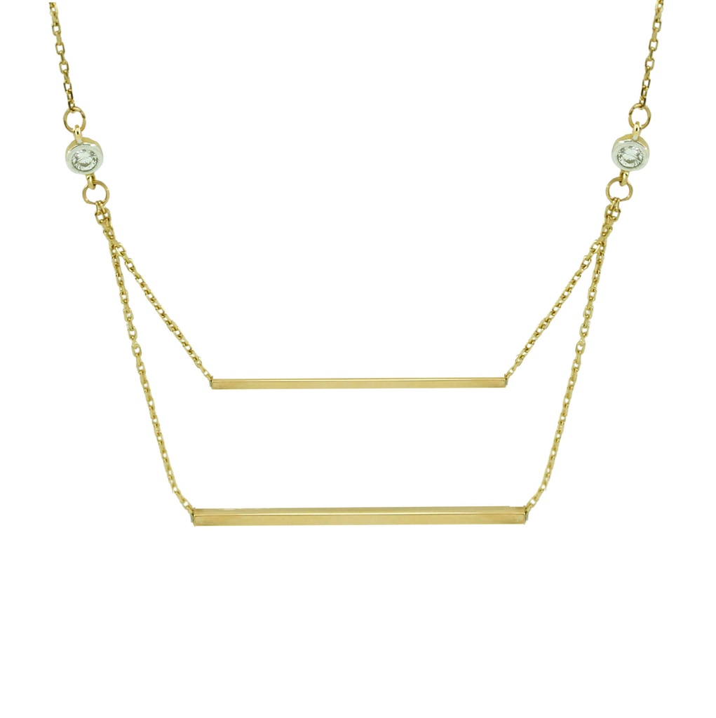 SQUARE TUBES AND CZ NECKLACE.