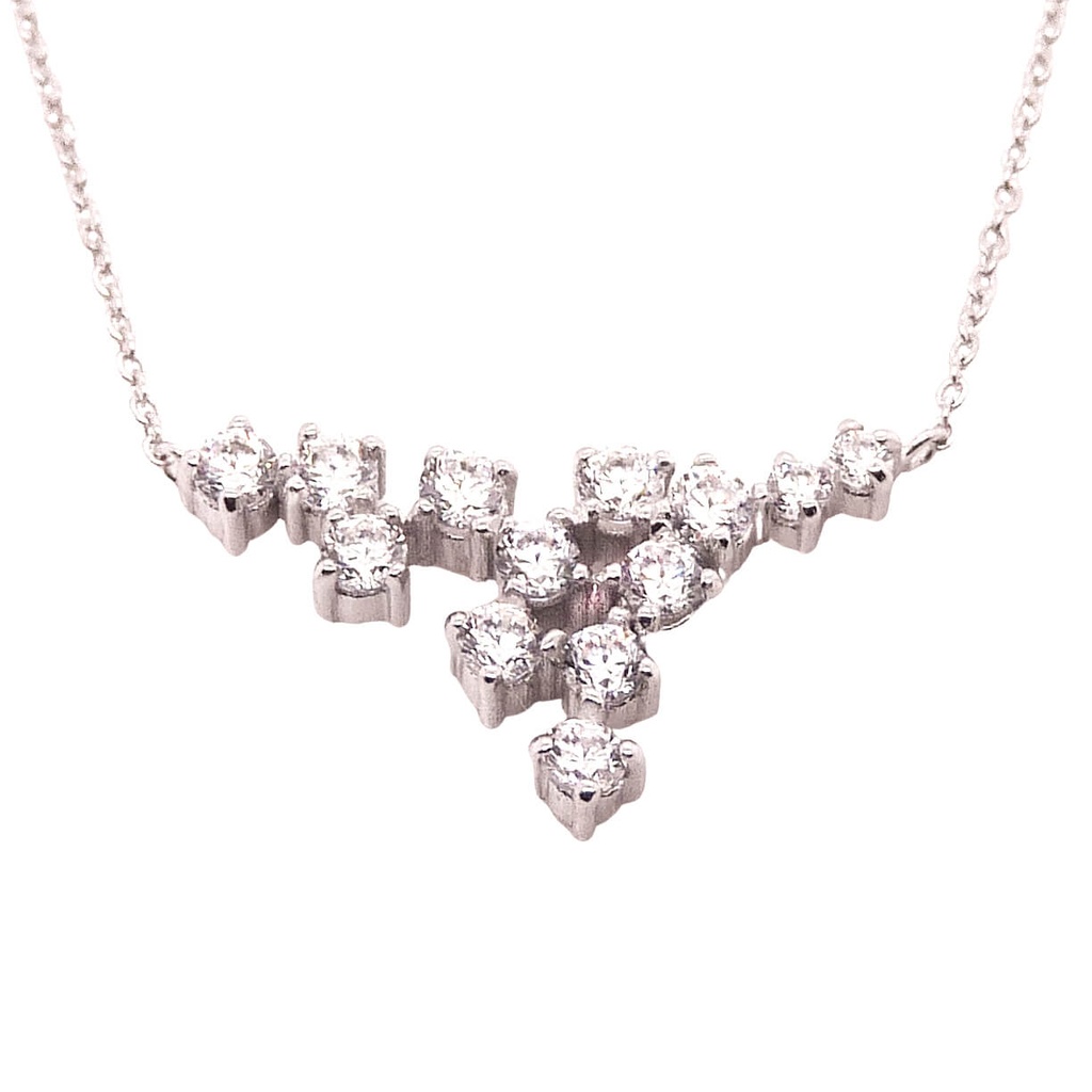 CZ RENNET WHITE GOLD NECKLACE.45CM CHAIN.