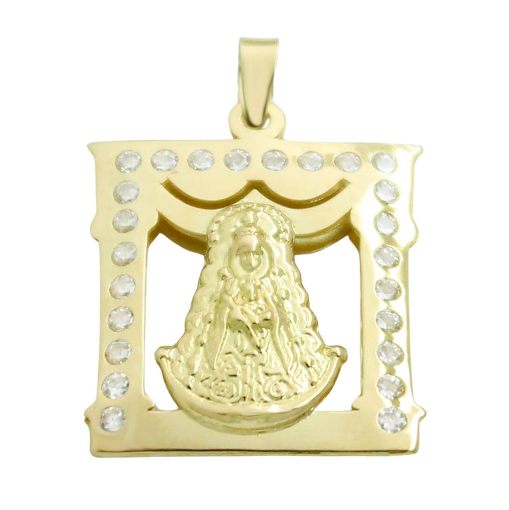 MEDALLA VIRGEN DEL ROCIO CUADRADA 18x16MM