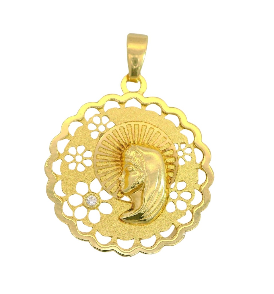 MEDALLA VIRGEN NIÑA CALADA 17 MM REDONDA