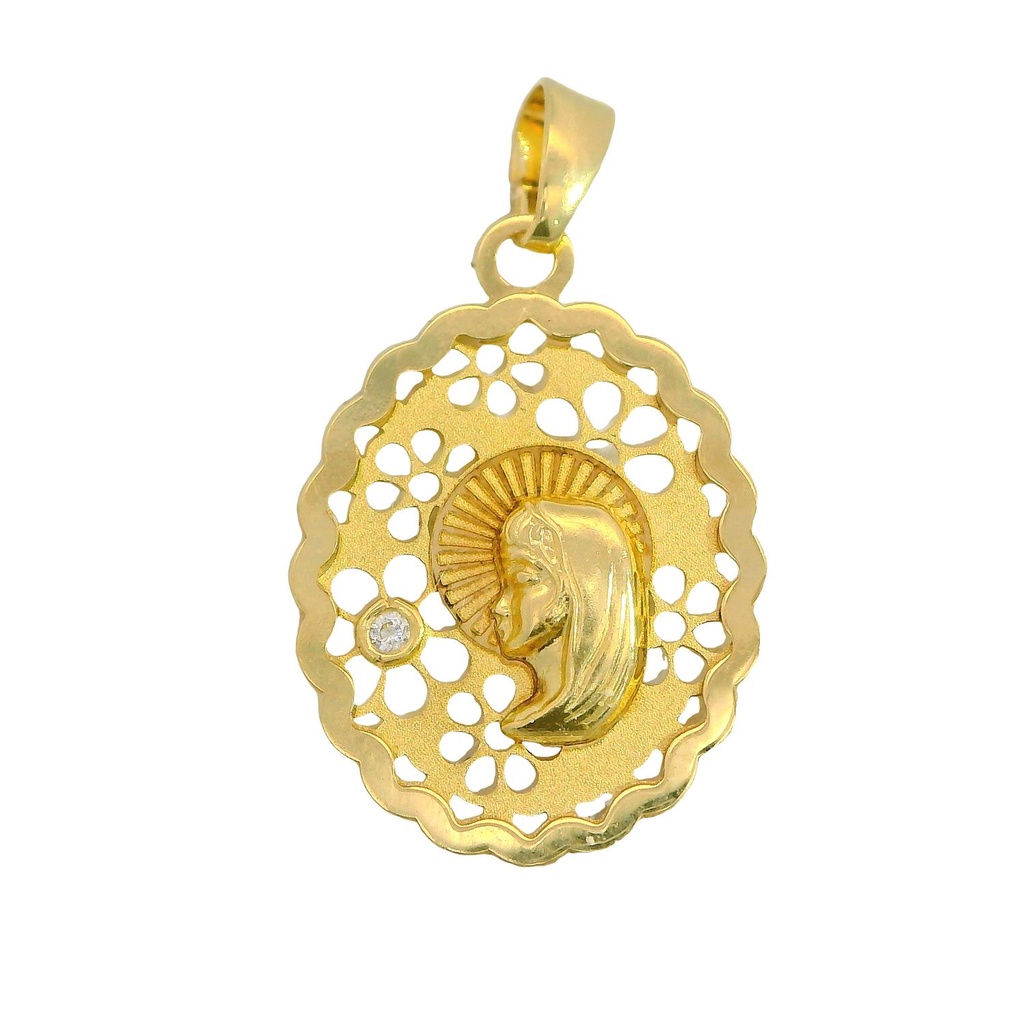 MEDALLA VIRGEN NIÑA CALADA 15x13 MM  OVAL