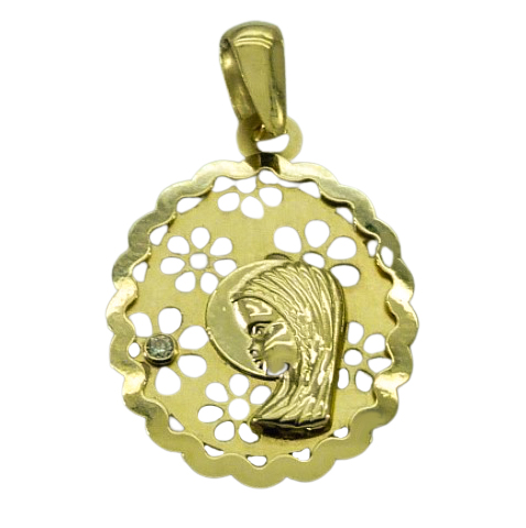 MEDALLA VIRGEN NIÑA OVAL 17*15 MM AMARILLA