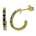 13MM BLACK AND GREEN CZ HOOP EARRINGS.