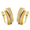 15x6MM TWO TONE CURVED BANDS EARRINGS.LEVERBACK.