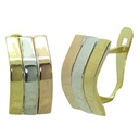 11x6MM TRI COLOR CURVED BANDS EARRINGS.LEVERBACK.