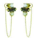 10x7MM DANGLING EARRINGS WITH BROWN CZ,PUSH BACK.