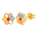 ENAMEL DAISY EARRINGS 6,5MM.