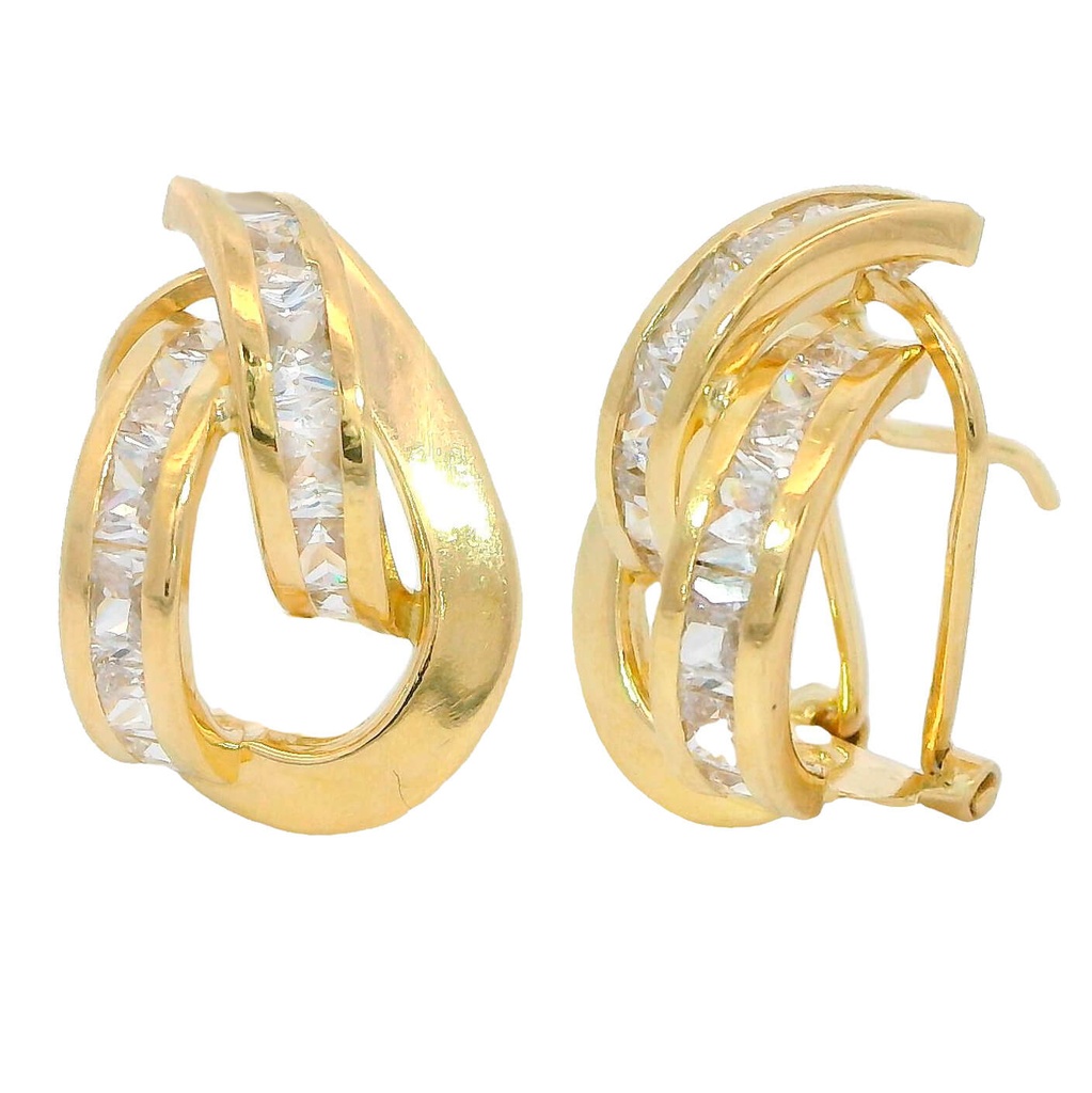 15x11 MM OMEGA BACK EARRINGS WITH CZ.
