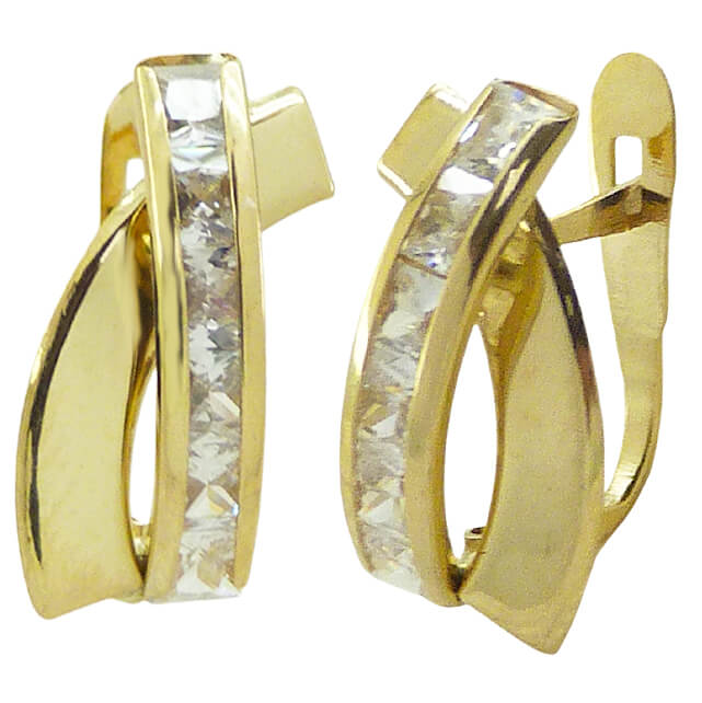LEVERBACK EARRINGS WITH CARRE CZ.