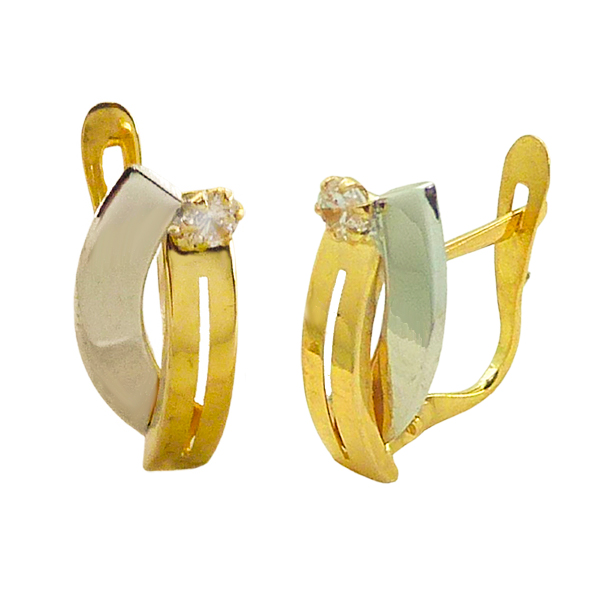 TWO TONE LEVERBACK EARRINGS.
