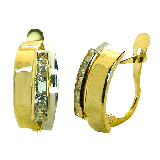 TWO TONE LEVERBACK EARRINGS.