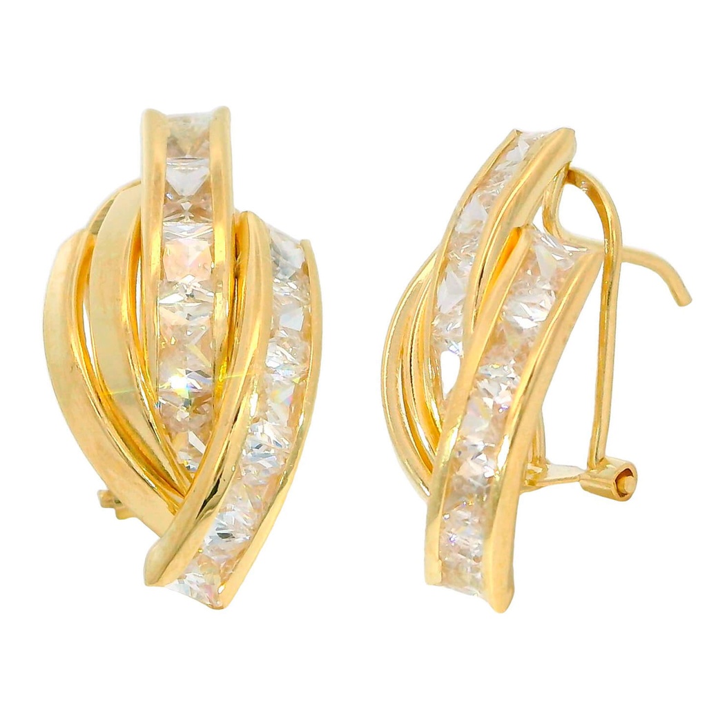 OMEGA BACK EARRINGS WITH CARRE CZ