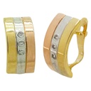 TRI COLOR LEVERBACK EARRINGS WITH CZ.