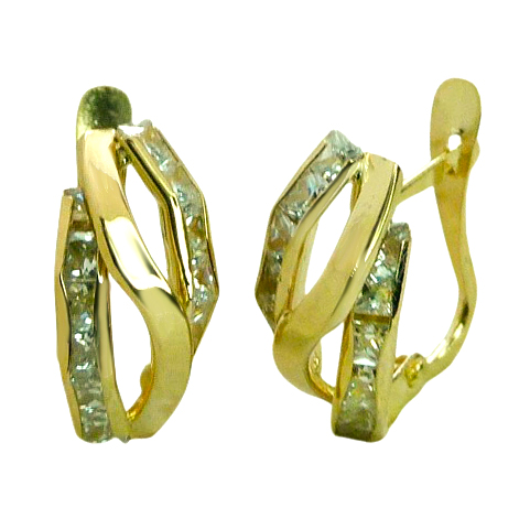 CZ LEVERBACK EARRINGS.