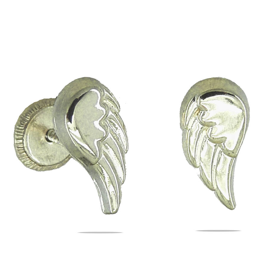 PENDIENTES ALAS ORO BLANCO.10MM.TORNILLO.