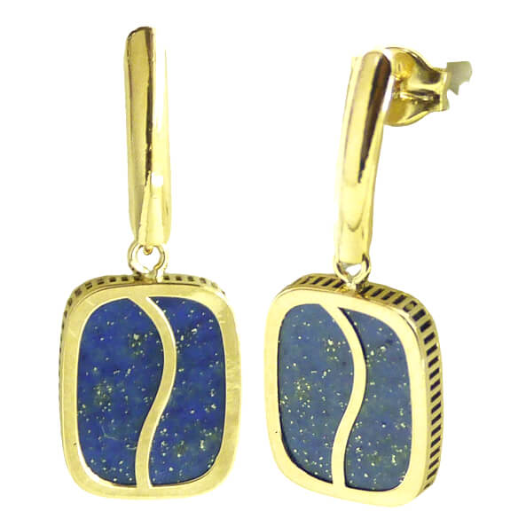 PENDIENTES ANTIC LAPISLAZULI 10x8MM.PRESION