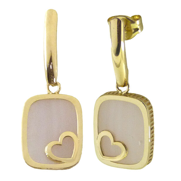 10x8MM PINK MOTHER OF PEARL ANTIC EARRINGS.