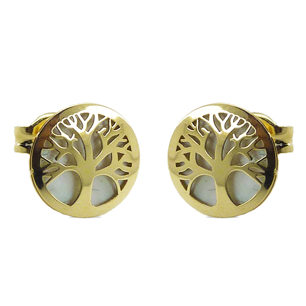 8MM MOTHER OF PEARL TREE OF LIKE STUD EARRINGS.