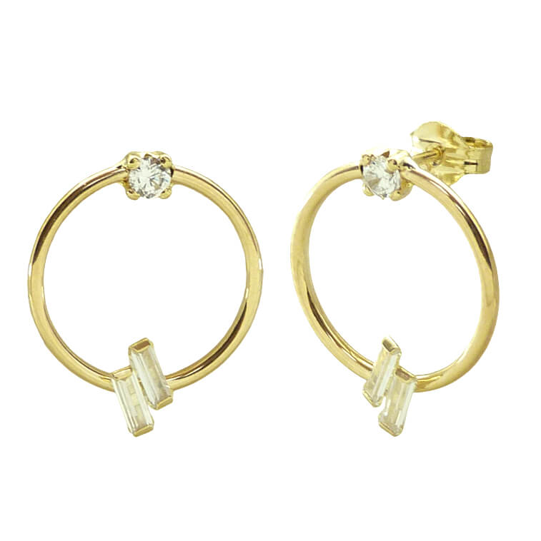 1'2x14MM HOOP EARRINGS WITH BAGUETTE CZ.