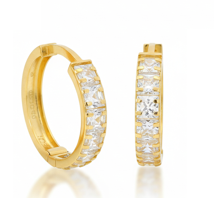 15x3MM CZ HOOP EARRINGS.