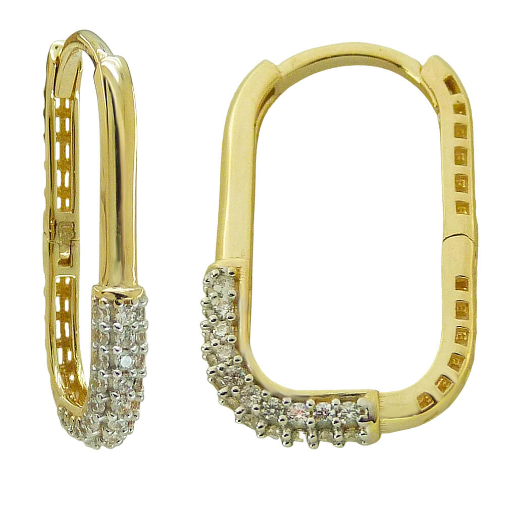 CZ OVAL HOOP EARRINGS.