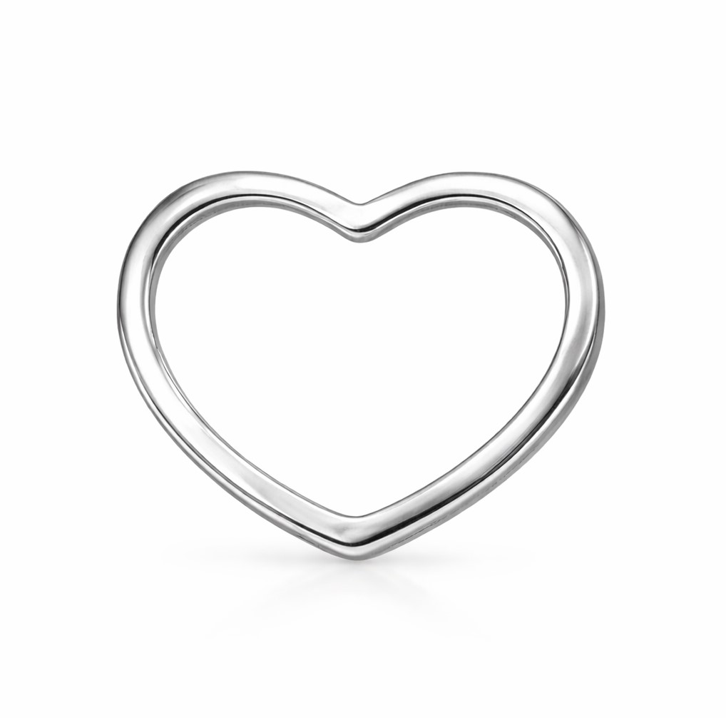 12MM PLAIN HEART WHITE GOLD PENDANT.
