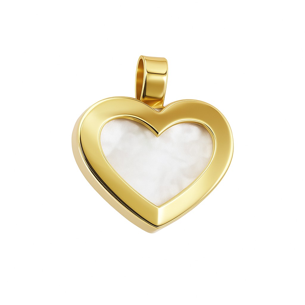 8MM MOTHER OF PEARL HEART PENDANT.