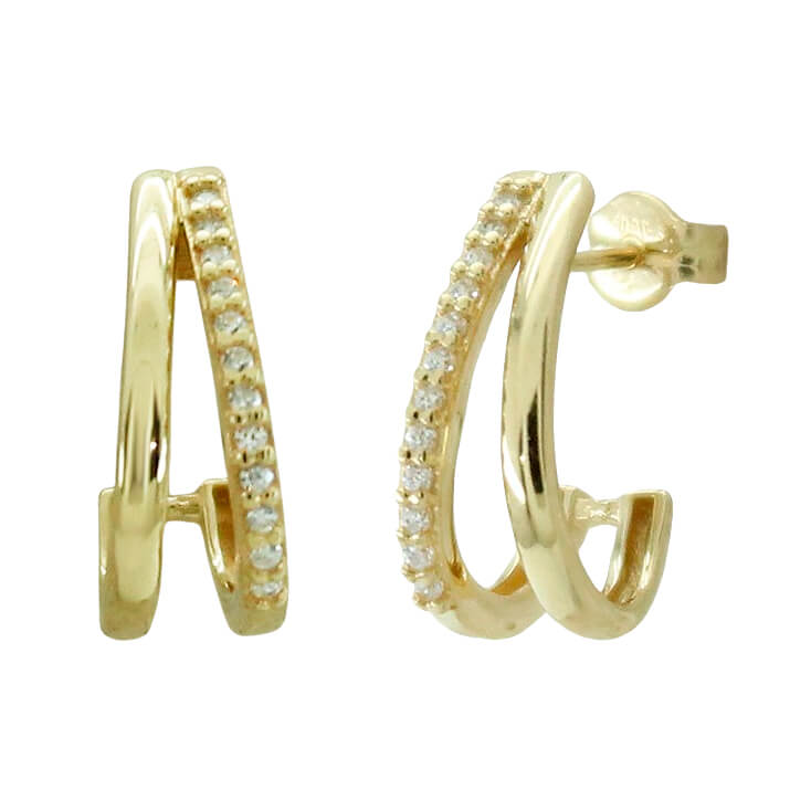 15x5MM HALF HOOP EARRINGS WITH CZ.
