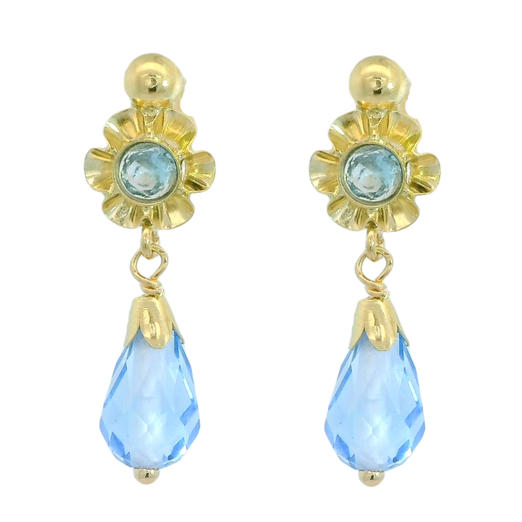 BLUE CRYSTAL EARRINGS.20MM