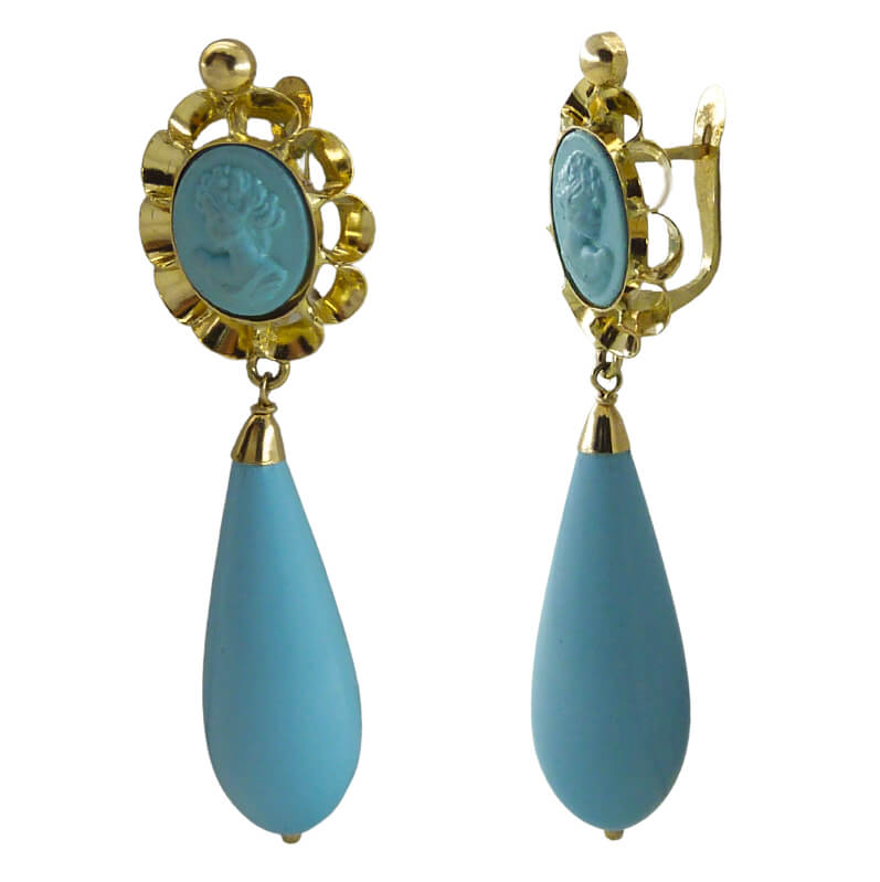 PENDIENTES ARQUILLO 10x8MM COLOR TURQUESA .CATALAN