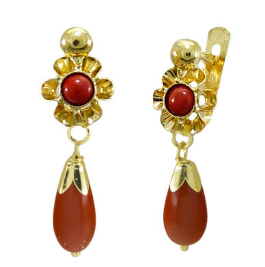 PENDIENTES ARQUILLO COLOR CORAL.20MM.CATALAN.