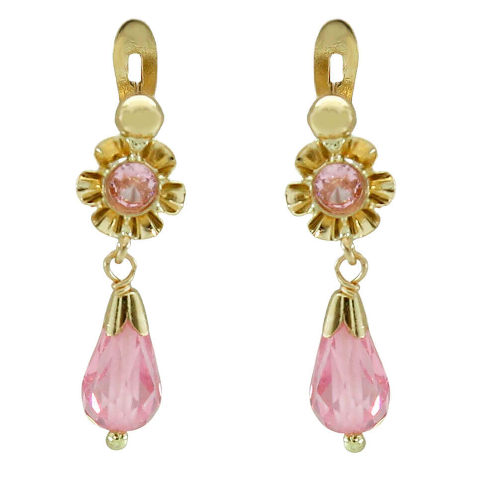 PINK CRYSTAL EARRINGS.20MM
