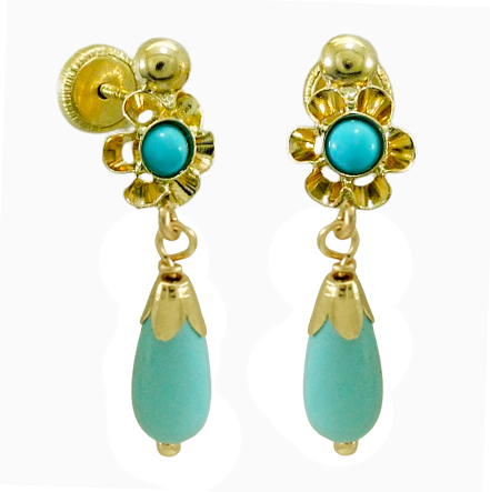 PENDIENTES ARQUILLO PERITA COLOR TURQUESA.TORNILLO.20MM.