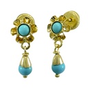 PENDIENTES ARQUILLO BOLA COLOR TURQUESA.TORNILLO.15MM.