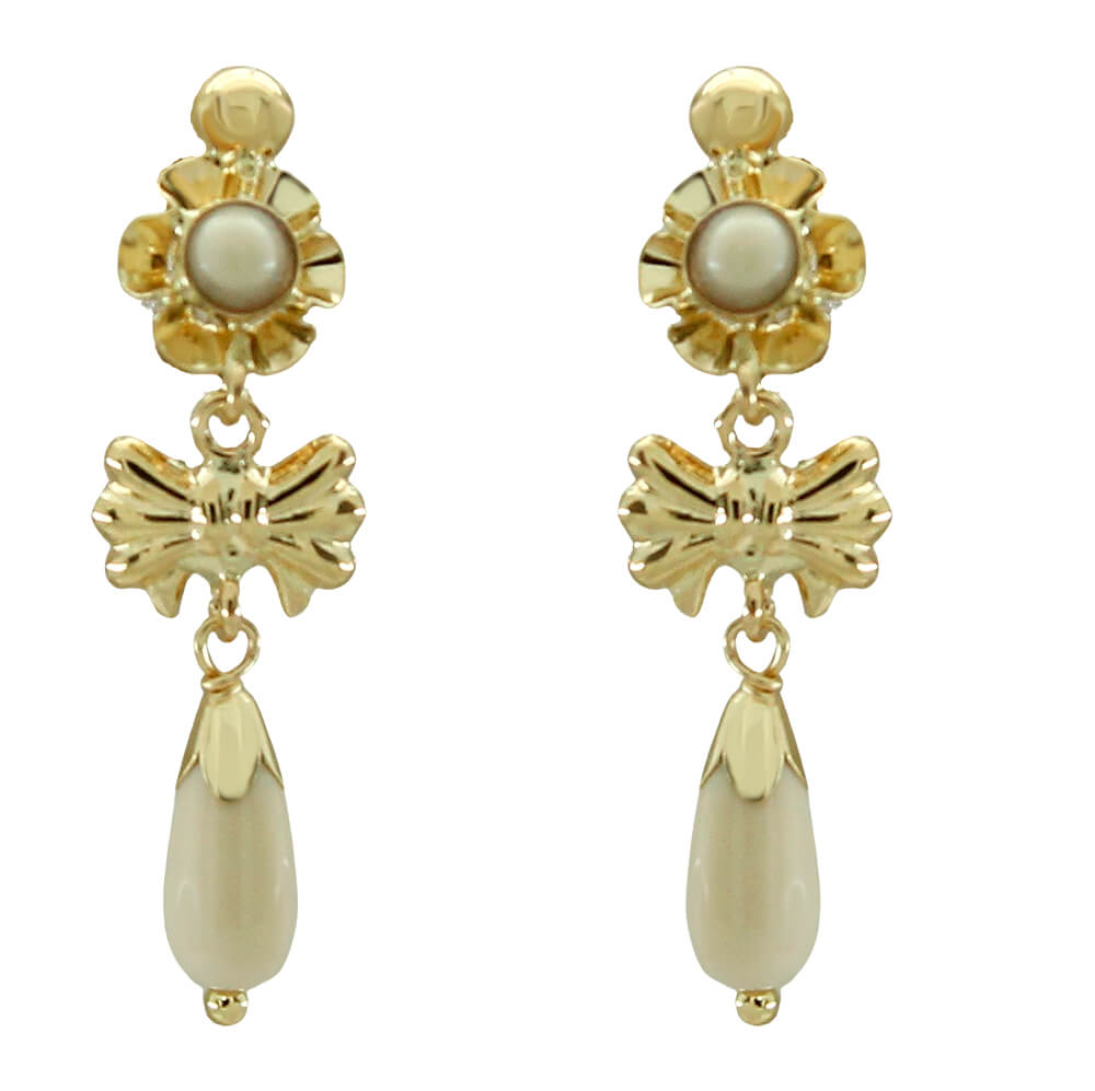 PENDIENTES ARQUILLO CON LAZO,COLOR MARFIL .28MM.CATALAN
