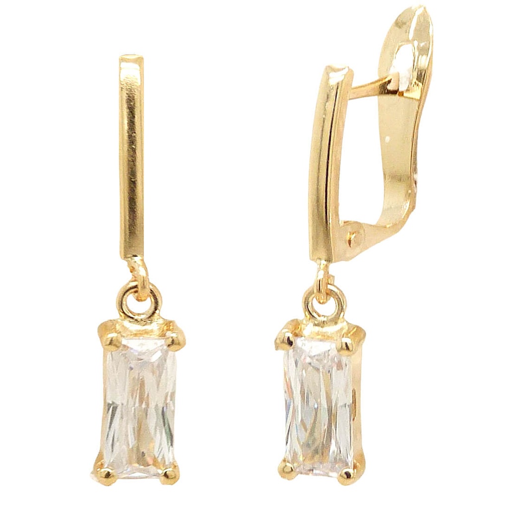 7x3MM BAGUETTE CZ LEVERBACK EARRINGS.