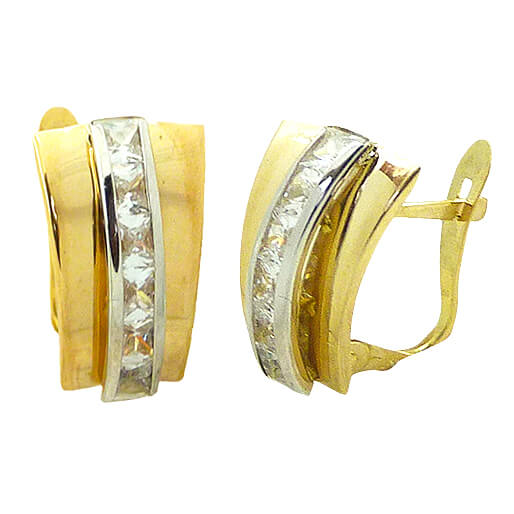 14x8MM TWO TONE LEVERBACK EARRINGS.