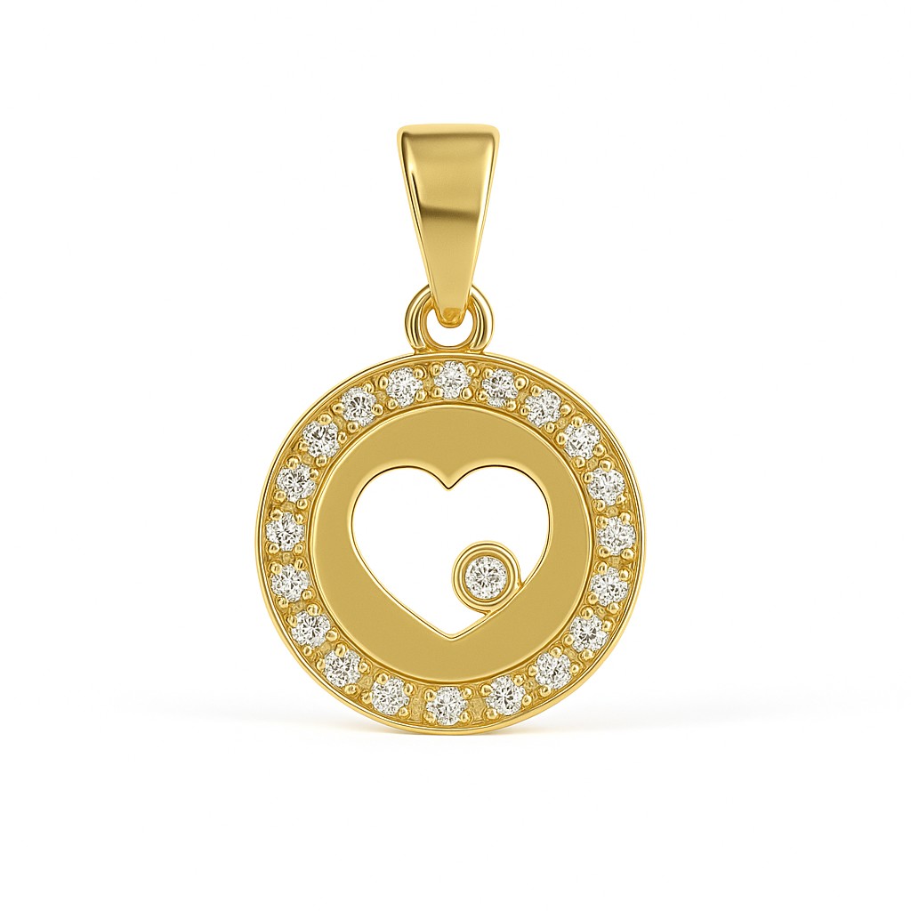 10MM HEART PENDANT WITH CZ.