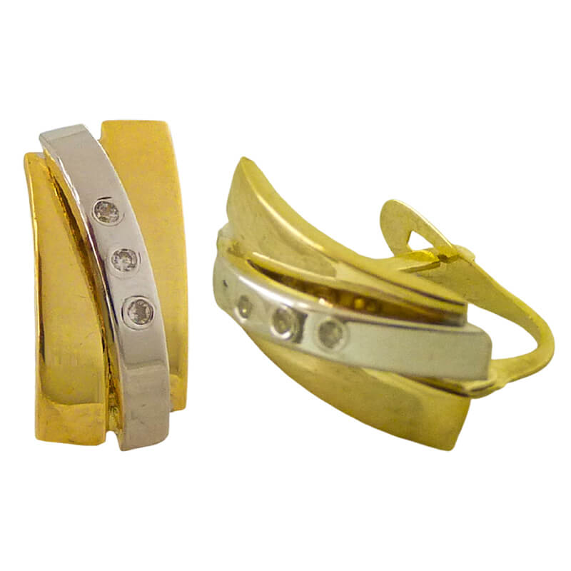 PENDIENTES BANDAS BICOLOR Y CIRCONITAS.15x6MM.CATALAN.