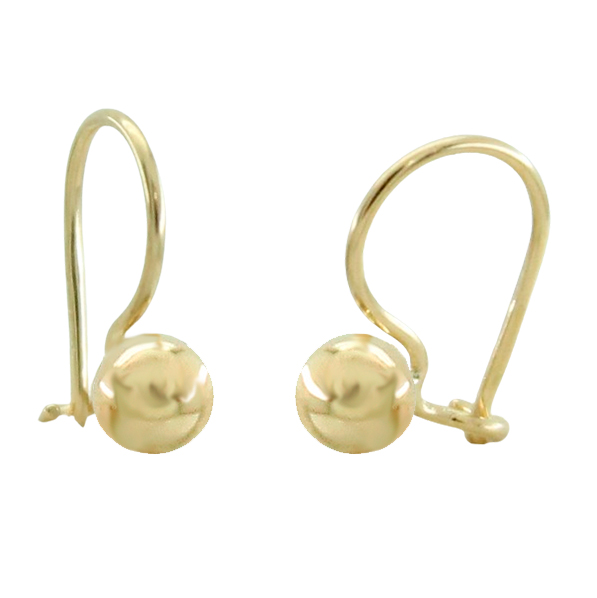 4MM BALL EARRINGS.HOOK FISH EARWIRE.