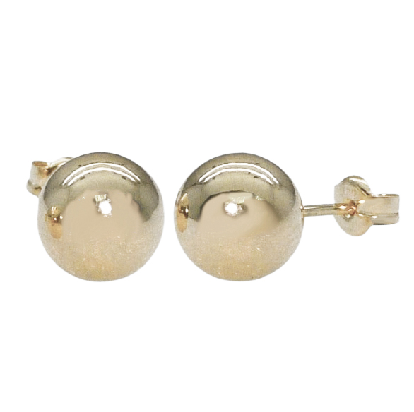 PENDIENTES BOLA LISA ORO BLANCO 10MM.PRESION