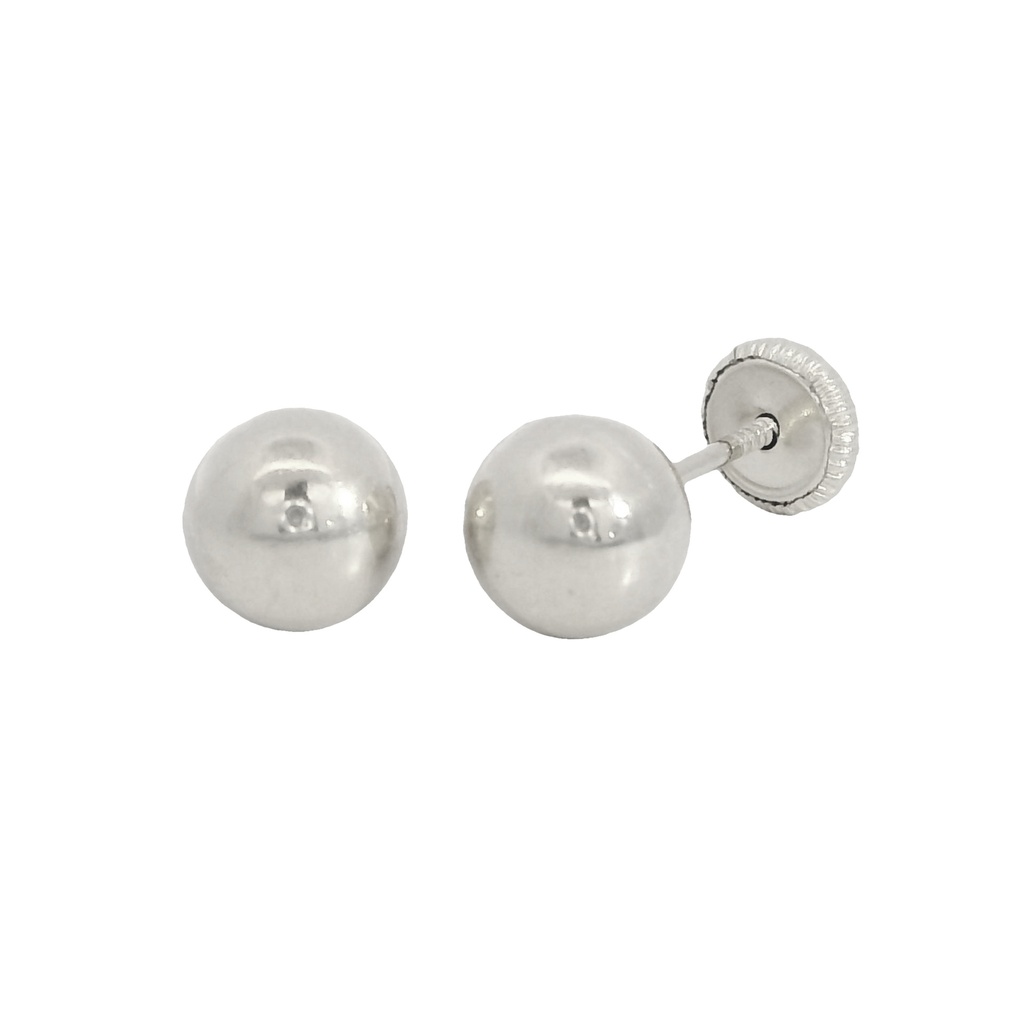 3MM WHITE GOLD BALL STUD EARRINGS.SCREW BACK